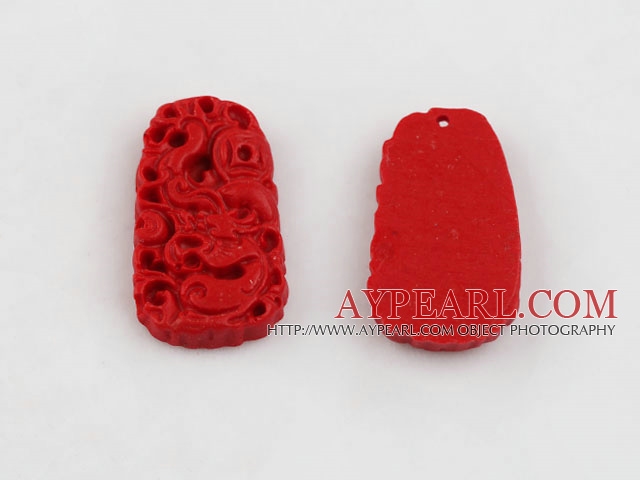 Cinnabar Beads,4*16*30mm round corner trapeziform ,Red,Sold by each