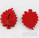Cinnabar Beads,22*30mm leaf,Red,Sold by each