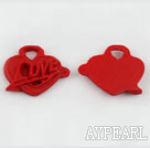 Cinnabar Beads,24*30mm heart love,Red,Sold by each