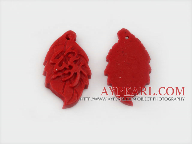Cinnabar Beads,4*18*30mm leaf,Red,Sold by each