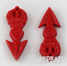 Cinnabar Beads,14*40mm crown arrow,Red,Sold by each