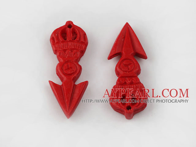 Cinnabar Beads,14*40mm crown arrow,Red,Sold by each