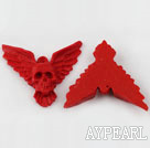 Cinnabar Beads,41mm eagle with skull,Red,Sold by each
