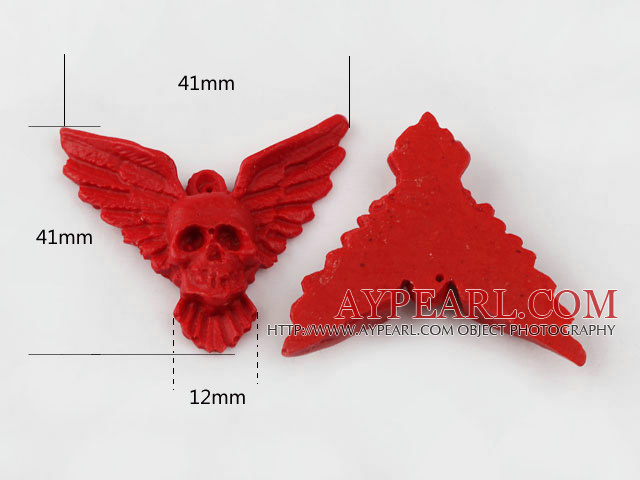 Cinnabar Beads,41mm eagle with skull,Red,Sold by each