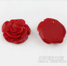 Cinnabar Beads,26mm rose,Red,Sold by each