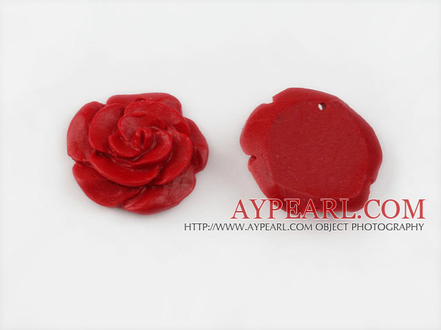 Cinnabar Beads,26mm rose,Red,Sold by each