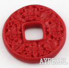 Cinnabar Beads,6*35mm coin,Red,Sold by each.