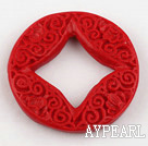 Cinnabar Beads,5*35mm flat round,Red,Sold by each.