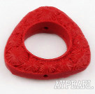 Cinnabar Beads,6*30mm triangle inner ring,Red,Sold by each.