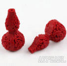 Cinnabar Beads,20*38mm gourd,Red,Sold by each.