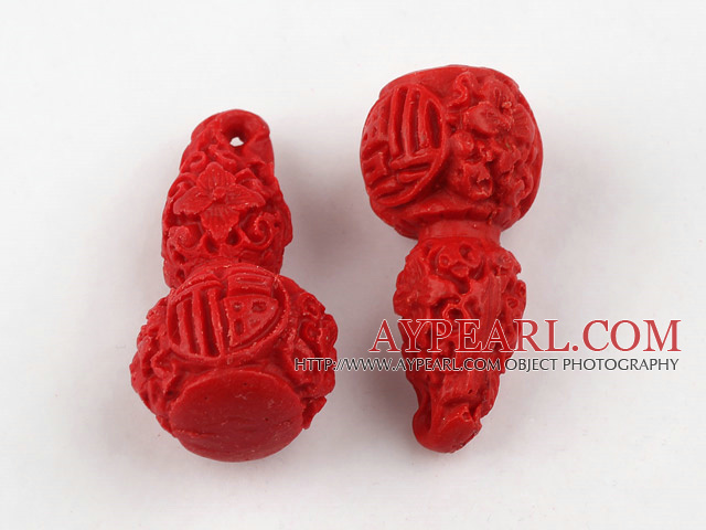 Cinnabar pendant,18*38mm gourd,Red,Sold by each.