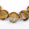 tiger beads, 25mm heart, brown color, sold per 15.7-inch strand