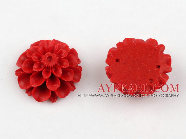 Cinnabar pendant,10*22mm chrysanthemum,Red,Sold by each.