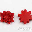 Cinnabar pendant,5*35mm flower,Red,Sold by each.