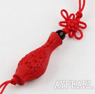 Cinnabar pendant,10*15*28mm ,with chinese knot,Red,Sold by each