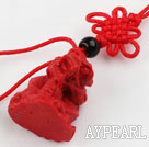 Cinnabar pendant,15*20mm dragon,with chinese knot,Red,Sold by each