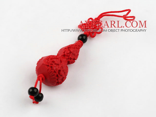 Cinnabar pendant,18*40mm calabash ,with chinese knot,Red,Sold by each