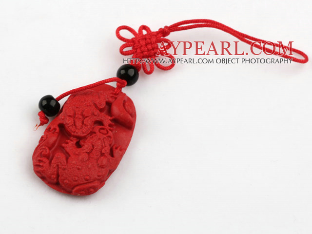 Cinnabar pendant,6*22*36mm with chinese knot,Red,Sold by each