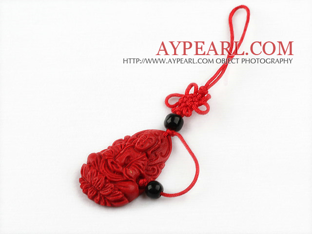 Cinnabar pendant,8*20*30mm chinese knot,Red,Sold by each