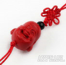 Cinnabar pendant,16*20mm chinese knot,Red,Sold by each