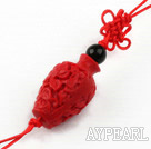 Cinnabar pendant,15*25mm chinese knot,Red,Sold by each