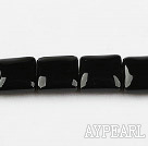 black agate beads,6*14mm square,Grade A,sold per 15.35-inch strand