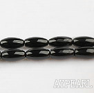 black agate beads,6*12mm rice,Grade A,sold per 15.35-inch strand