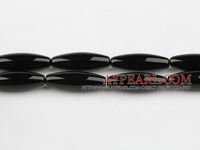 black agate beads,10*30mm rice,Grade A,sold per 15.35-inch strand