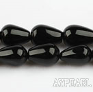 black agate beads,10*14mm teardrop,Grade A, straight hole,sold per 15.35-inch strand