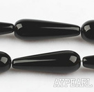 black agate beads,10*30mm teardrop,Grade A, straight hole,sold per 15.35-inch strand