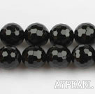 black agate beads,8mm,round,faceted,Grade A,sold per 15.35-inch strand