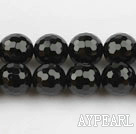 black agate beads,10mm,round,faceted,Grade A,sold per 15.35-inch strand