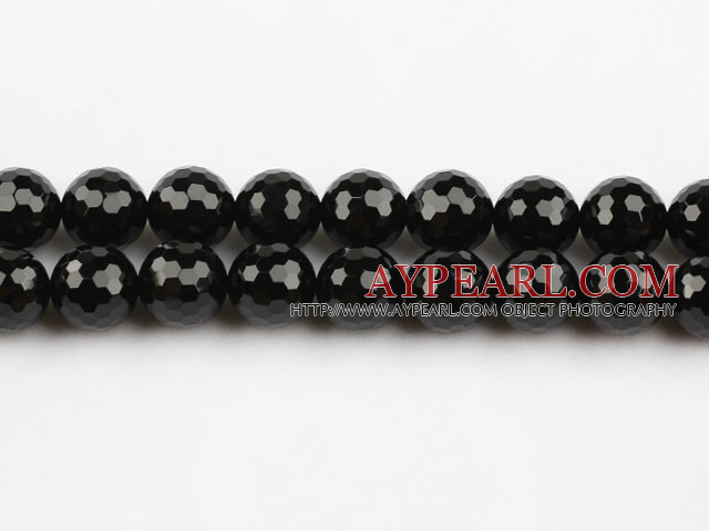 black agate beads,12mm,round,faceted,Grade A,Sold per 15.75-inch strands