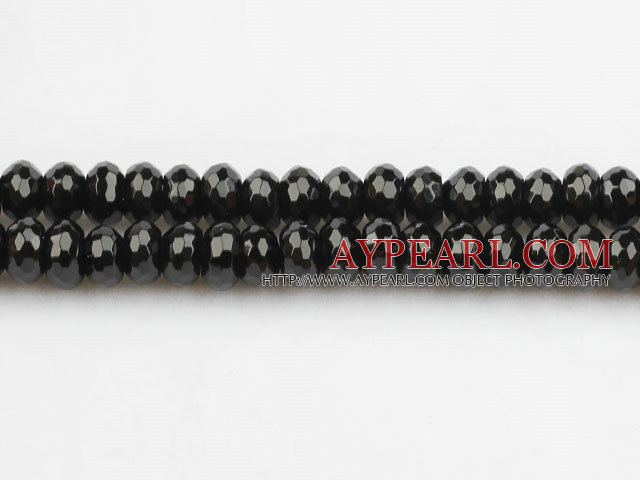 black agate beads,4*6mm,abacus,Grade A,Sold per 15.35-inch strands