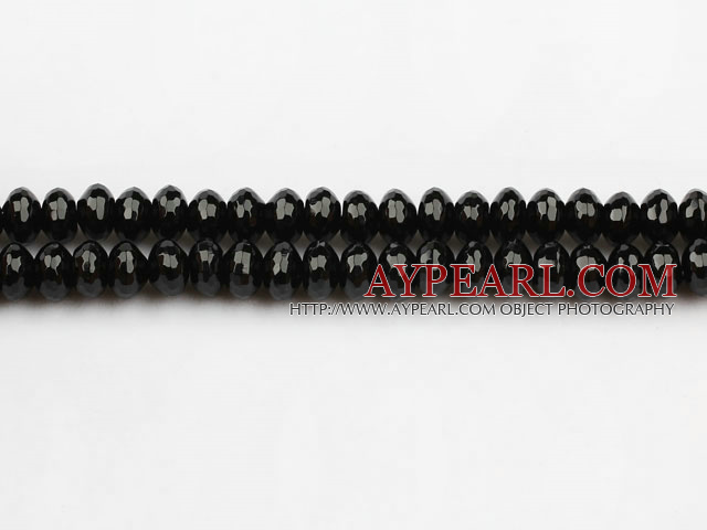 black agate beads,5*8mm,abacus,Grade A,Sold per 15.75-inch strands
