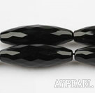black agate beads,10*30mm,rice,faceted,Grade A,Sold per 15.35-inch strands