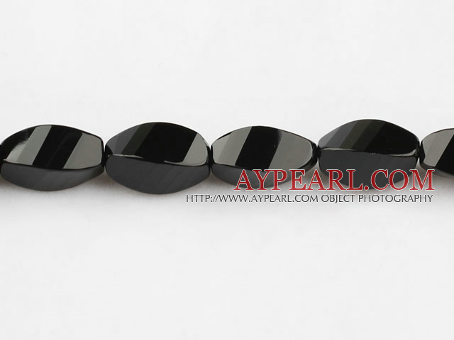 black agate beads,8*16mm,twisted,faceted,Grade A,Sold per 15.35-inch strands