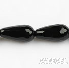 black agate beads,10*20mm,teardrop,faceted,Grade A,straight hole,Sold per 15.35-inch strands