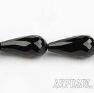 black agate beads,15*30mm,teardrop,faceted,Grade A,straight hole,Sold per 15.35-inch strands