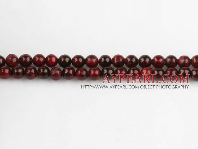 Chrysocolla beads,4mm round,,red,sold per 15.75-inch strand