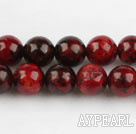 Chrysocolla beads,6mm round,,red,sold per 15.75-inch strand