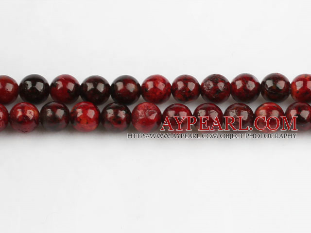 Chrysocolla beads,6mm round,,red,sold per 15.75-inch strand