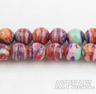 stripe turquoise beads,4mm round ,multi color,sold per 15.35-inch strand