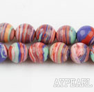 stripe turquoise beads,6mm round ,multi color,sold per 15.75-inch strand