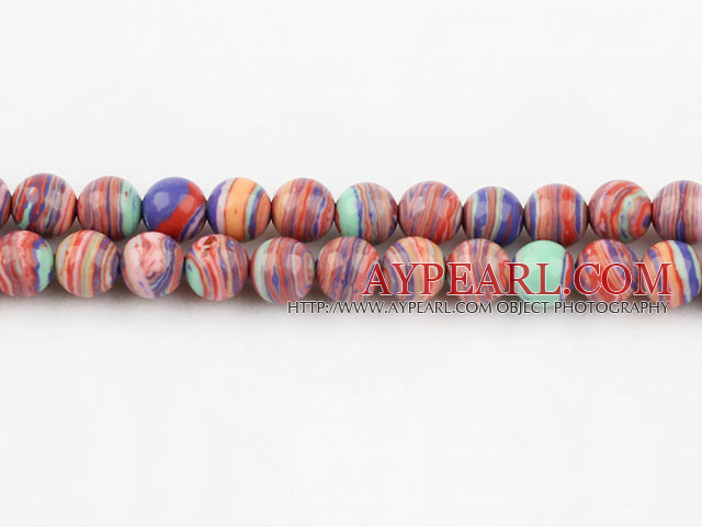 stripe turquoise beads,6mm round ,multi color,sold per 15.75-inch strand