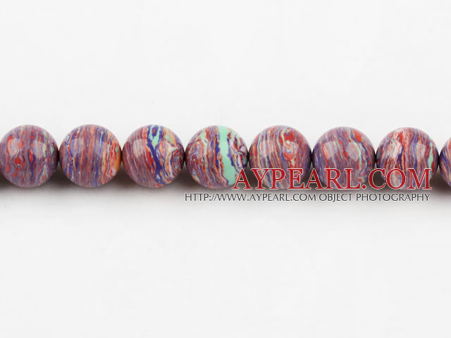 stripe turquoise beads,14mm round ,multi color,sold per 15.35-inch strand