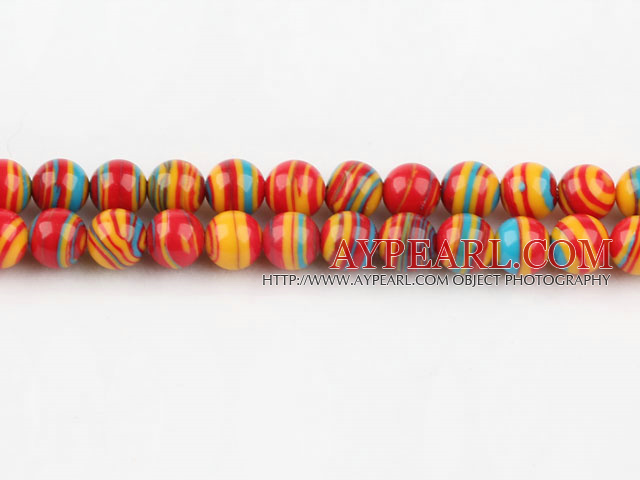 turquoise beads,6mm round,multi color,sold per 15.35-inch strand