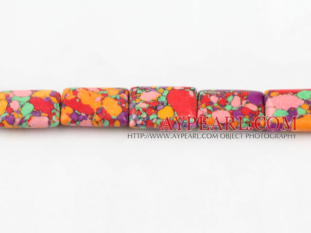 turquoise beads,5*13*18mm rectangle ,multi color,sold per 15.75-inch strand