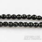 black agate beads,3mm round,faceted,Grade A ,sold per 15.75-inch strand