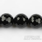 black agate beads,18mm round,faceted,Grade A ,Sold per 15.35-inch strands